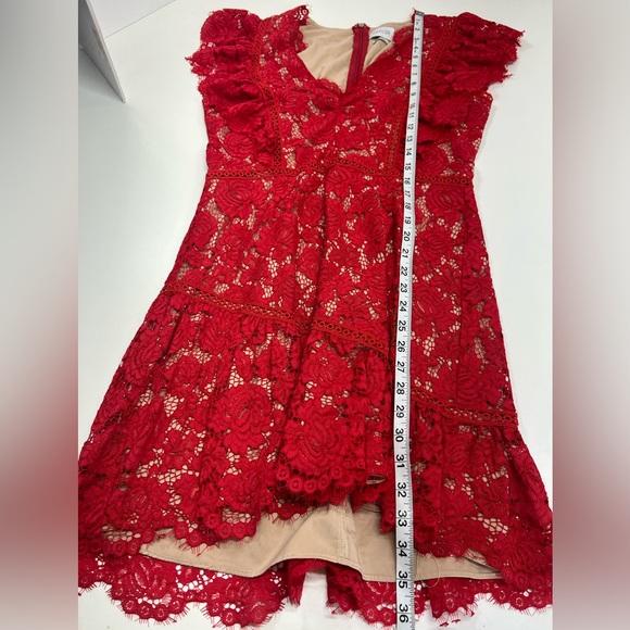 Saylor Helena Lace Dress in Red Size Medium Mini - Picture 7 of 12